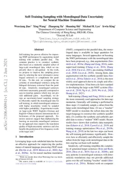 Self-Training Sampling with Monolingual Data Uncertainty for Neural
  Machine Translation