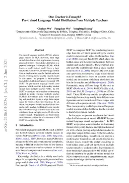 One Teacher is Enough? Pre-trained Language Model Distillation from
  Multiple Teachers