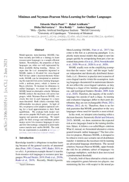 Minimax and Neyman-Pearson Meta-Learning for Outlier Languages