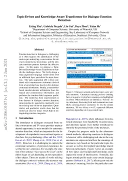 Topic-Driven and Knowledge-Aware Transformer for Dialogue Emotion
  Detection