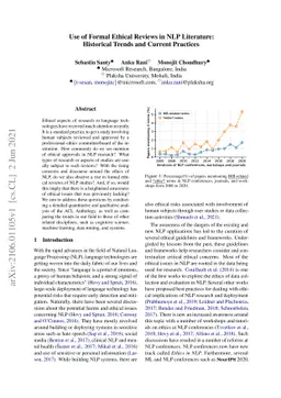 Use of Formal Ethical Reviews in NLP Literature: Historical Trends and
  Current Practices