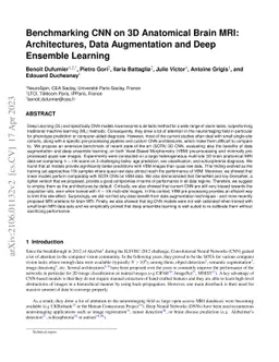 Benchmarking CNN on 3D Anatomical Brain MRI: Architectures, Data
  Augmentation and Deep Ensemble Learning