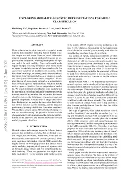 Exploring modality-agnostic representations for music classification
