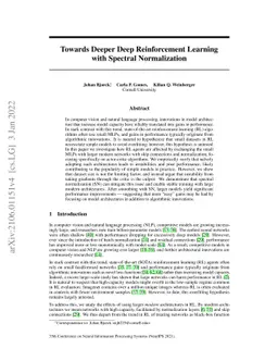 Towards Deeper Deep Reinforcement Learning with Spectral Normalization