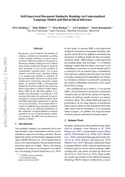 Self-Supervised Document Similarity Ranking via Contextualized Language
  Models and Hierarchical Inference
