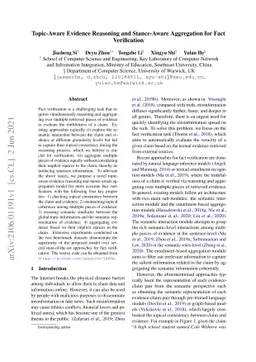 Topic-Aware Evidence Reasoning and Stance-Aware Aggregation for Fact
  Verification