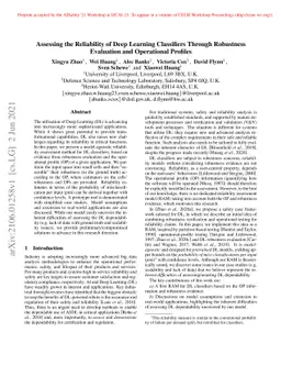 Assessing the Reliability of Deep Learning Classifiers Through
  Robustness Evaluation and Operational Profiles