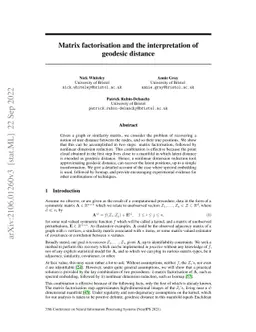 Matrix factorisation and the interpretation of geodesic distance