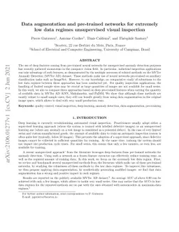 Data augmentation and pre-trained networks for extremely low data
  regimes unsupervised visual inspection