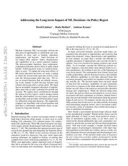 Addressing the Long-term Impact of ML Decisions via Policy Regret