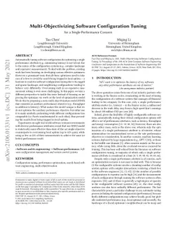 Multi-Objectivizing Software Configuration Tuning (for a single
  performance concern)