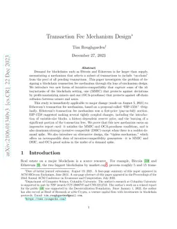 Transaction Fee Mechanism Design