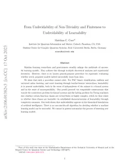 From Undecidability of Non-Triviality and Finiteness to Undecidability
  of Learnability