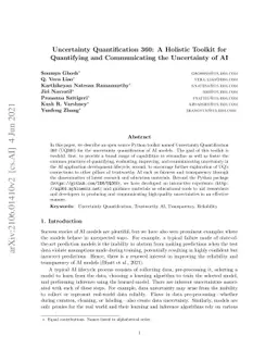 Uncertainty Quantification 360: A Holistic Toolkit for Quantifying and
  Communicating the Uncertainty of AI