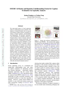 SMURF: SeMantic and linguistic UndeRstanding Fusion for Caption
  Evaluation via Typicality Analysis
