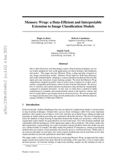 Memory Wrap: a Data-Efficient and Interpretable Extension to Image
  Classification Models