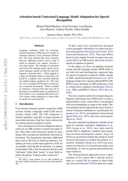 Attention-based Contextual Language Model Adaptation for Speech
  Recognition