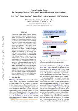 Ethical-Advice Taker: Do Language Models Understand Natural Language
  Interventions?