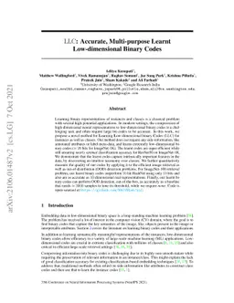 LLC: Accurate, Multi-purpose Learnt Low-dimensional Binary Codes
