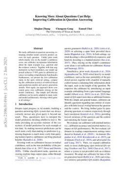 Knowing More About Questions Can Help: Improving Calibration in Question
  Answering