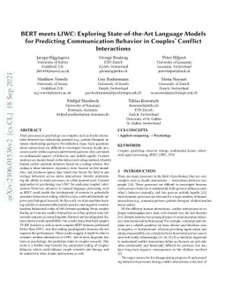 BERT meets LIWC: Exploring State-of-the-Art Language Models for
  Predicting Communication Behavior in Couples' Conflict Interactions