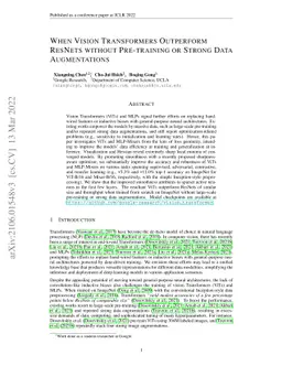 When Vision Transformers Outperform ResNets without Pre-training or
  Strong Data Augmentations