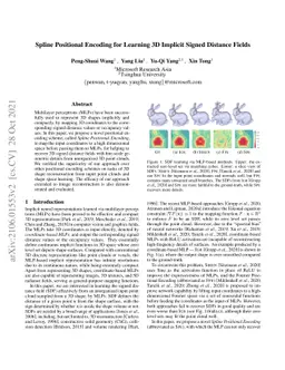 Spline Positional Encoding for Learning 3D Implicit Signed Distance
  Fields