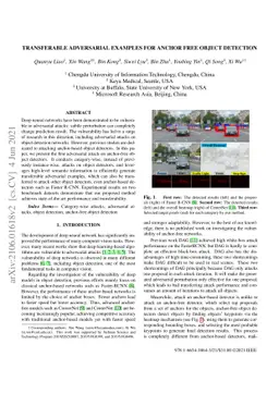 Transferable Adversarial Examples for Anchor Free Object Detection