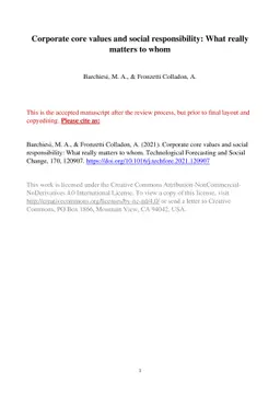 Corporate core values and social responsibility: What really matters to
  whom