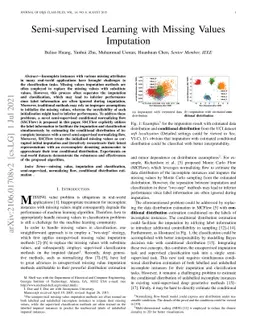Semi-supervised Learning with Missing Values Imputation