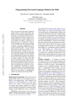 Fingerprinting Fine-tuned Language Models in the Wild