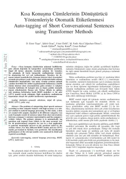 Auto-tagging of Short Conversational Sentences using Transformer Methods