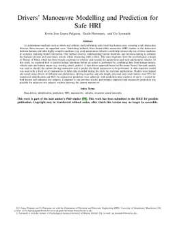 Drivers' Manoeuvre Modelling and Prediction for Safe HRI