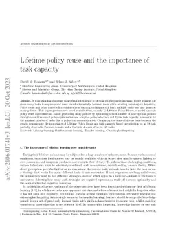 Lifetime policy reuse and the importance of task capacity