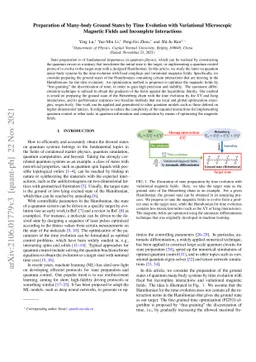 Preparation of Many-body Ground States by Time Evolution with
  Variational Microscopic Magnetic Fields and Incomplete Interactions