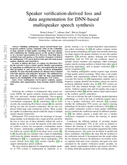 Speaker verification-derived loss and data augmentation for DNN-based
  multispeaker speech synthesis