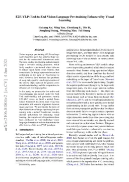 E2E-VLP: End-to-End Vision-Language Pre-training Enhanced by Visual
  Learning