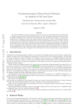 Continual Learning in Deep Networks: an Analysis of the Last Layer