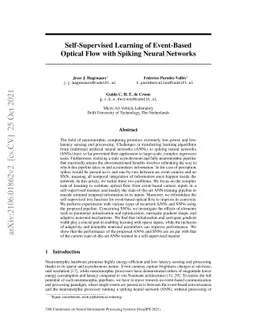 Self-Supervised Learning of Event-Based Optical Flow with Spiking Neural
  Networks
