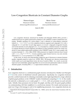 Low-Congestion Shortcuts in Constant Diameter Graphs