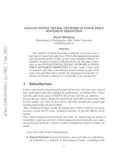 Convolutional Neural Network(CNN/ConvNet) in Stock Price Movement
  Prediction