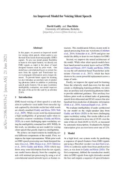 An Improved Model for Voicing Silent Speech