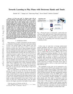 Towards Learning to Play Piano with Dexterous Hands and Touch