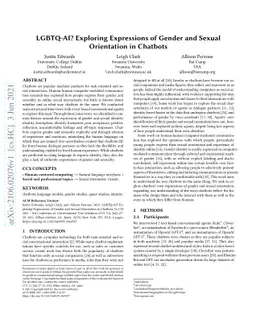 LGBTQ-AI? Exploring Expressions of Gender and Sexual Orientation in
  Chatbots