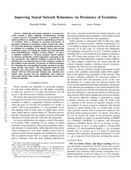 Improving Neural Network Robustness via Persistency of Excitation