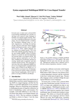 Syntax-augmented Multilingual BERT for Cross-lingual Transfer