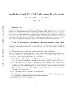 Analysis of draft EU ADS Performance Requirements