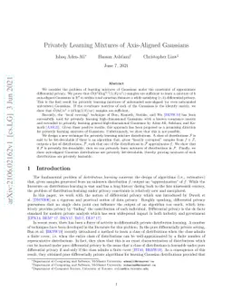 Privately Learning Mixtures of Axis-Aligned Gaussians