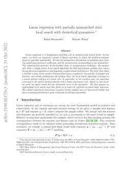 Linear regression with partially mismatched data: local search with
  theoretical guarantees