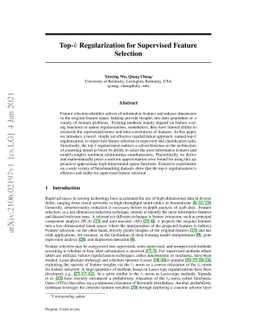 Top-$k$ Regularization for Supervised Feature Selection